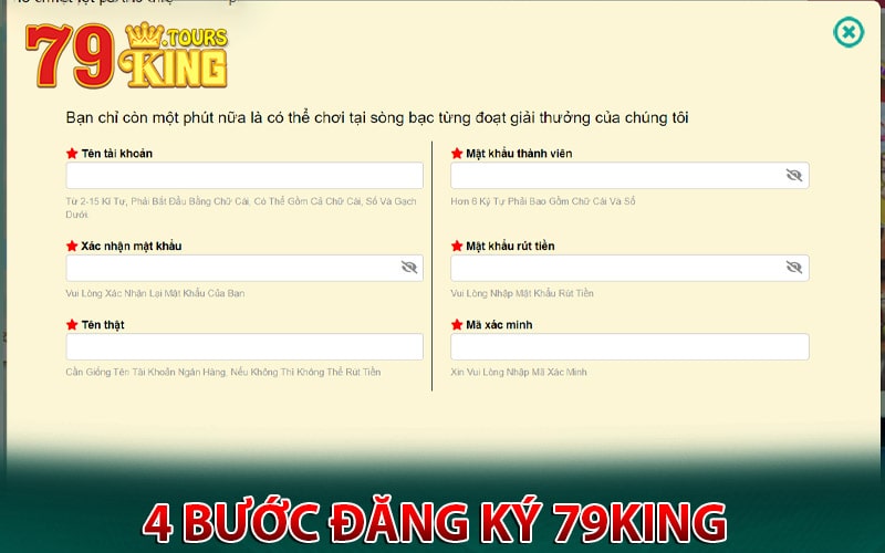 Hướng dẫn 4 bước đăng ký 79king cực kì đơn giản 